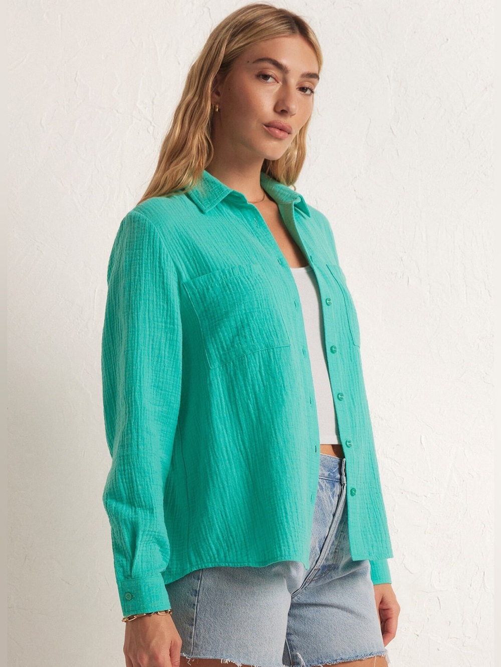 Z Supply Kaili Long Sleeve Gauze shirt Blousr